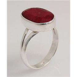 RUBY CORRUNDUM 22.73CTW BEZEL DESIGN SILVER RING