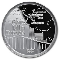 2010 10 Euro Silver Proof - Trains and Stations -Lille