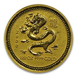 2000 1/20 oz Gold Year of the Dragon Lunar (Series I)(A