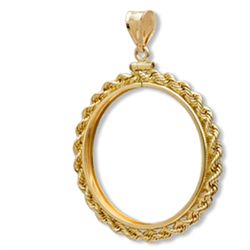 14K Gold Screw-Top Rope Polished Coin Bezel - 34.2 mm