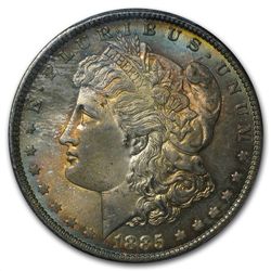 1885-O Morgan Dollar MS-64 PCGS - Prismatic Toning - CA