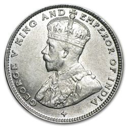 Straits Settlements 1919 Silver 20 Cents AU/Unc