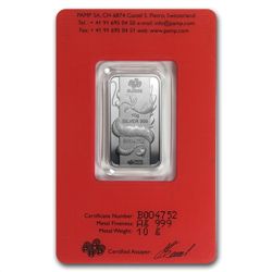 10 gram Pamp Suisse Silver Bar - Year of the Dragon (In