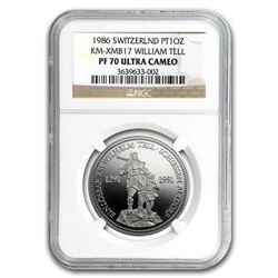 1986 1 oz Swiss Platinum Shooting Thalers (PF-70 UCAM N