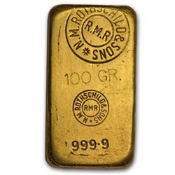 100 gram Rothschild Gold Bar .9999 Fine