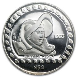 1993 1/2 oz Mexican Silver 2 Pesos Guerrero Aguila PR70