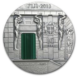 Fiji 2013 3 oz Silver Masterpieces in Stone - Malachite