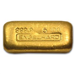 5 oz Loaf-Style Engelhard Poured Gold Bar .9999 Fine
