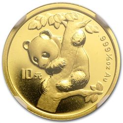 1996 (1/10 oz) Gold Chinese Pandas - MS-69 NGC Small Da