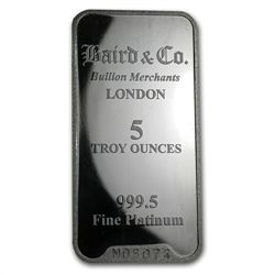 5 oz Baird &amp; Co. Platinum Bar .999+ Fine