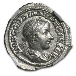 Roman AR Denarius of Emp. Gordian III (238-244AD) NGC E