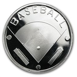 1 oz Baseball Silver Round (w/Gift Box &amp; Capsule)