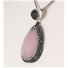 Image 2 : Rose Quartz Natural Stone Victorian Design Pendant