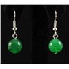 Image 1 : NATURAL 15.30CTW ROUND JADE SILVER HOOK EARRING