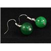 Image 2 : NATURAL 15.30CTW ROUND JADE SILVER HOOK EARRING