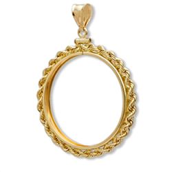 14K Gold Screw-Top Rope Polished Coin Bezel - 22 mm