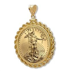 2014 1/4 oz Gold Eagle Pendant (Rope-ScrewTop Bezel)