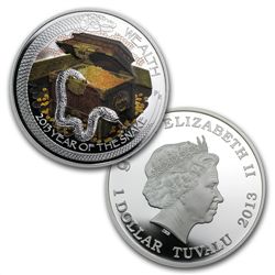 2013 1 oz Silver Australian Lunar Good Fortune 2-Coin S