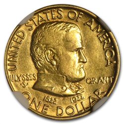 1922 $1.00 Gold Grant - No Star AU-55 NGC