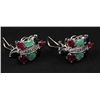 Image 2 : Butterfly 9.34g Sterling Silver Multi Precious Earring