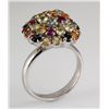 Image 1 : 5.59ctw MultiColored Rhinestone Cluster Silver Ring 4.7