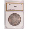 Image 1 : 1891 MORGAN SILVER DOLLAR PCI MS-63 NICELY TONED