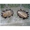 Image 2 : Vintage STERLING SILVER Mayan Aztec FACE Earrings MOTHER OF PEARL