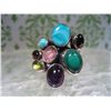 Image 1 : MULTI POLISHED STONE STERLING SILVER RINGS .925