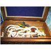 Image 1 : WOODEN CARVED BOX INLAID WITH COSTUME JEWELRY