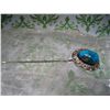 Image 1 : Southwest Sterling Silver Turquoise Nugget Designed Stick Pin SIGNED