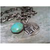 Image 2 : STERLING SILVER CHAIN BRACELET WITH TURQUOISE DROP FAITH CHARM