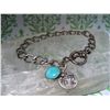 Image 1 : STERLING SILVER CHAIN BRACELET WITH TURQUOISE DROP HOPE CHARM