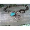Image 2 : STERLING SILVER CHAIN BRACELET WITH TURQUOISE DROP HOPE CHARM