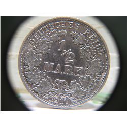 1917 A Germany Empire Silver 1/2 Mark *** HIGH GRADE ***