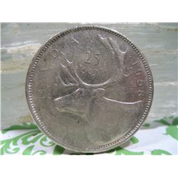 1958 Canada 25 Cent Piece .800 Silver