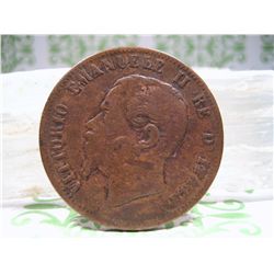 1861 M Italy 2 Centesimi Coin Vittorio Emanuele II