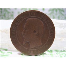 1855 B France 10 Centimes Dix Napoleon III Second French Empire