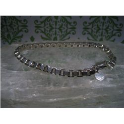Tiffany & Co. Sterling Silver 4mm Venetian Box Link Chain Bracelet