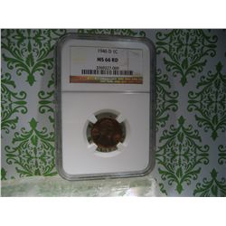 1946-D MS 66 GRADED SLAB WHEAT PENNY NGC