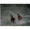 Image 1 : STERLING SILVER EARRINGS WITH RED GARNETS T.W. 3.0 GRAMS