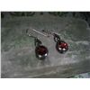 Image 2 : STERLING SILVER EARRINGS WITH RED GARNETS T.W. 3.0 GRAMS
