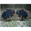 Image 1 : PAIR OF STERLING SILVER ELEPHANTS EARRINGS PENDANTS CRUSHED TURQUOISE