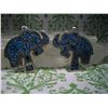 Image 2 : PAIR OF STERLING SILVER ELEPHANTS EARRINGS PENDANTS CRUSHED TURQUOISE