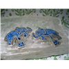 Image 1 : STERLING SILVER CRUSHED LAPIS LAZULI ELEPHANTS PENDANTS EARRINGS