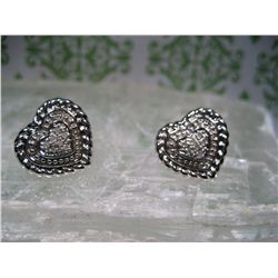 STERLING SILVER HEART 925 Earrings WITH CZ STONES T.W. 7.3 GRAMS