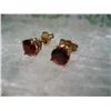Image 2 : 14K YELLOW GOLD GARNETS EARRINGS PR. *** 14K GOLD *** WEARABLE **