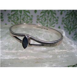 STERLING SILVER .925 CUFF BRACELET WITH STONE HEAVY
