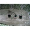 Image 1 : STERLING SILVER 3 PIECE SET NECKLACE AND EARRINGS WITH GREEN STONE  T.W. 5.5 GRAMS