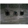 Image 2 : STERLING SILVER 3 PIECE SET NECKLACE AND EARRINGS WITH GREEN STONE  T.W. 5.5 GRAMS