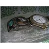 Image 3 : NATIVE AMERICAN NAVAJO STERLING TURQUOISE MOTHER OF PEARL STERLING WATCH WORKS SOUTHWESTERN HORSE ED